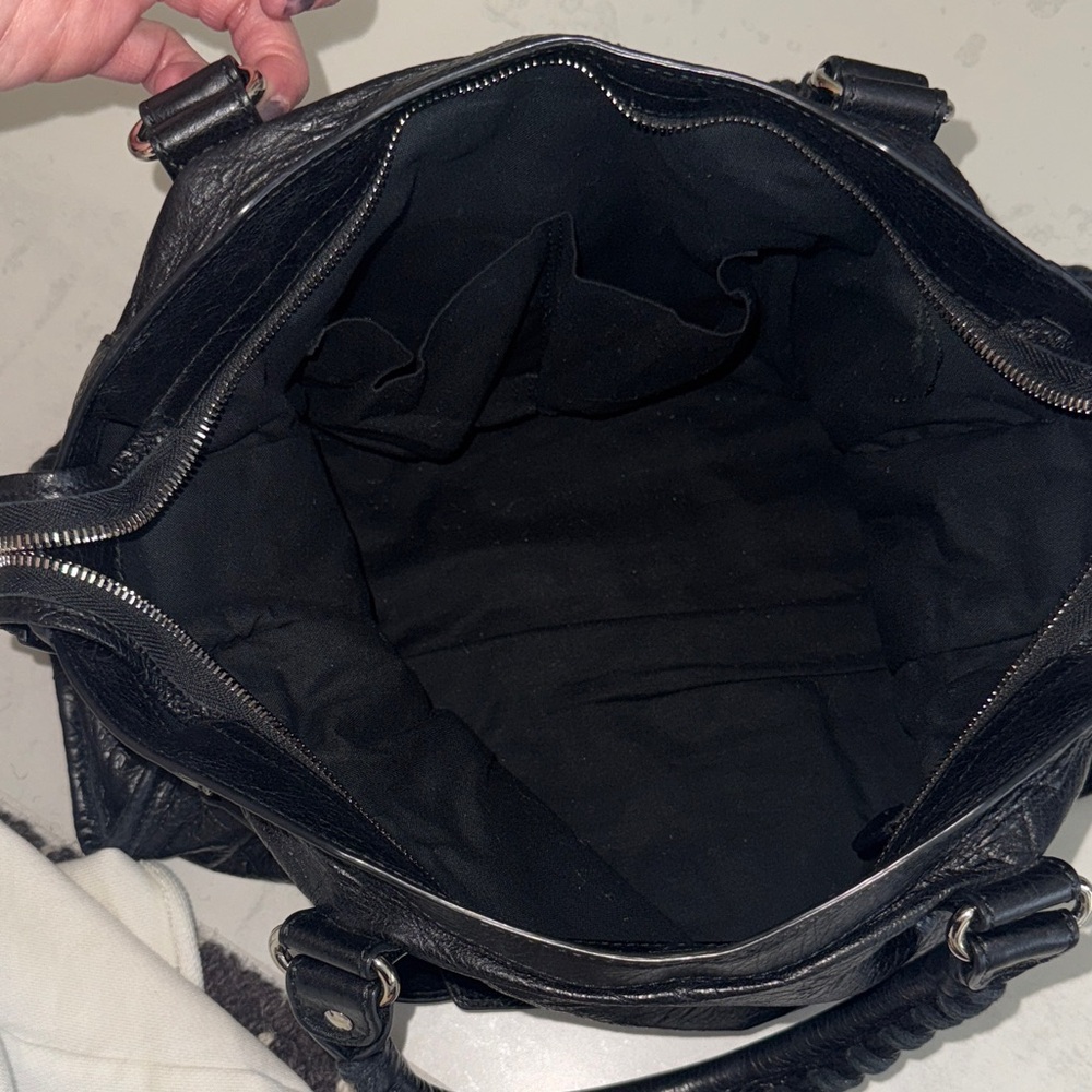 Balenciaga Black Leather Satchel with Silver Hardware Accents - Picture 7 of 8
